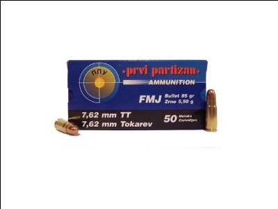 7.62x25 Tokarev PRVI FMJ 85gr