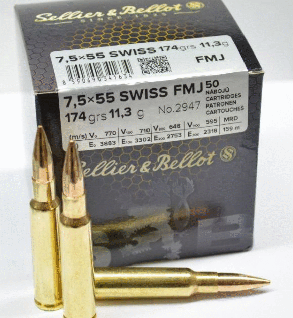 7.5x55 SWISS S&B FMJ 174 gr. /11.3g